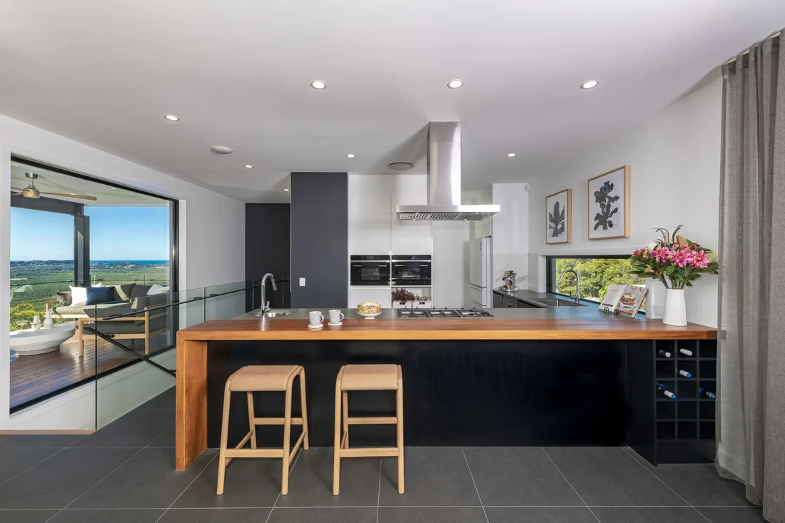 Yandina Creek, QLD modern kitchen with stone benchtops